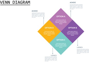 venn diagram infographic with circle create triangle shape with 4 point
