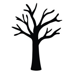 Silhouette of bare tree vector illustration for autumn halloween or winter design and decoration use