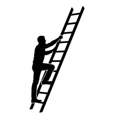Determined silhouette of a person climbing a ladder, symbolizing progress, ambition, and achieving goals in a modern, abstract representation.