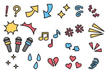 マイクや音符、ハートなどの音楽イベントアイコンセット