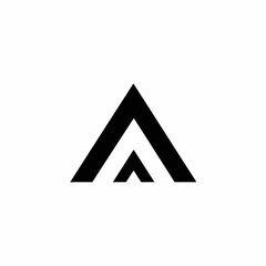 Two abstract triangles nested artfully in black and white color silhouette