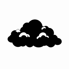 Isolated dark stormy cloud with light spots forming a weather silhouette