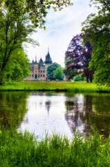 The Park with the Famous De Haar Castle outside Utrecht, Netherlands, Built in Gothic Revival Style