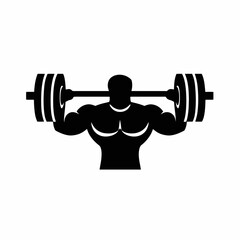 Strong bodybuilder lifting weights displaying fitness training sports health silhouette
