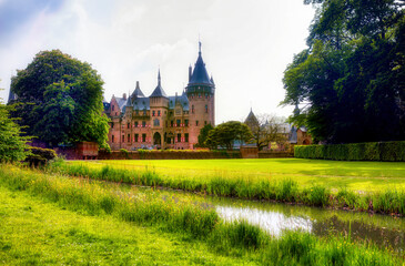 The Famous De Haar Castle outside Utrecht, Netherlands, Built in Gothic Revival Style