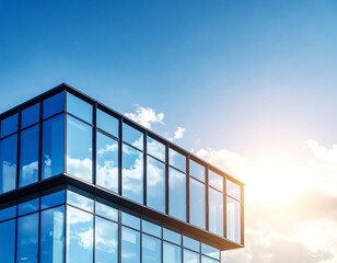 Modern office building corner against a clear sky