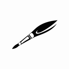 Stylized black art painting utensil and paint brush vector illustration silhouette