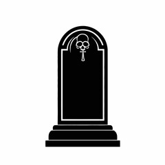 Grim tombstone stands starkly, a spooky Halloween tombstone illustration in silhouette