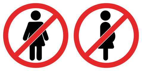 No entry symbols for men and pregnant women, clear prohibition icons for restricted areas