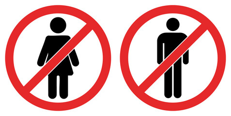 Clear prohibition signs for men and women, universally understood for restrictions and warnings