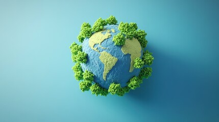 Earth with green trees illustrating environmental protection and sustainability