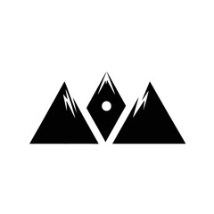 Fototapeta premium Abstract mountainous peaks with a central orb forming a geometric crown silhouette