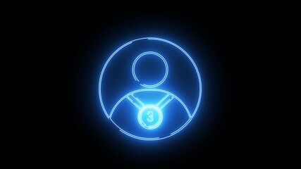 icon of person wearing 3rd place medal necklace with neon effect