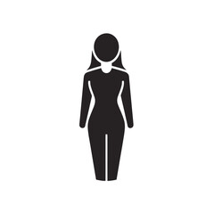 Simple and elegant female figure icon, woman avatar profile silhouette