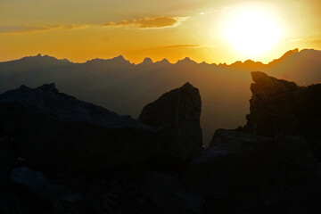 Sonnenuntergang im Montafon; Silvrettagebiet; Vorarlberg; Österreich