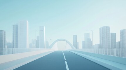 Empty road leads to modern cityscape