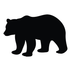 Black bear silhouette vector illustration for wildlife animal nature design and print template