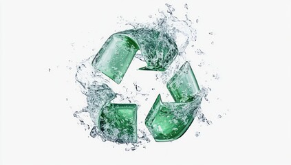 Recycling symbol in water splash