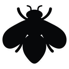 Black silhouette of a bee vector illustration honeybee insect flying bug isolated on white background