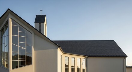 Modern Church Architecture with Large Windows.