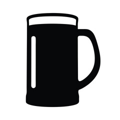 Illustration of a black beer mug stein with handle for oktoberfest celebration graphic design