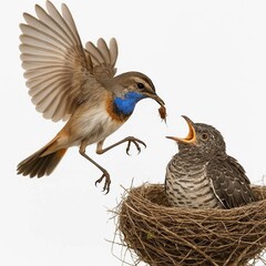 Obraz premium Bird coming with food to the nest