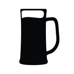 Vector graphic of a full beer mug silhouette for oktoberfest celebration and pub design elements