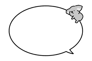 シンプルな丸いふきだしとコアラのイラスト素材