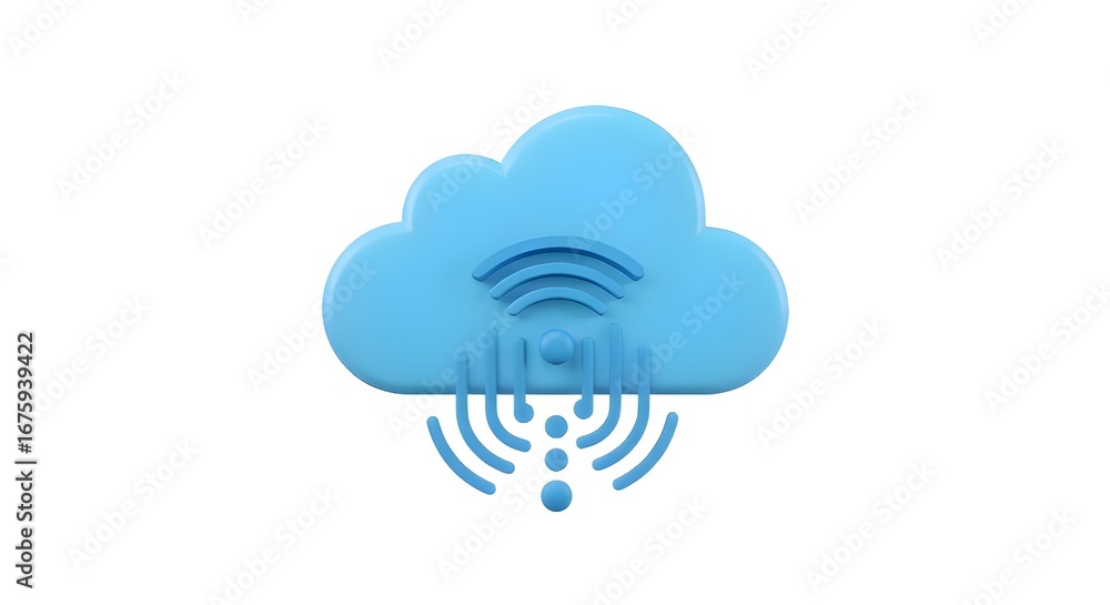 Aufkleber cloud technology icon in light blue 3d render | cloud computing graphic for data storage and network