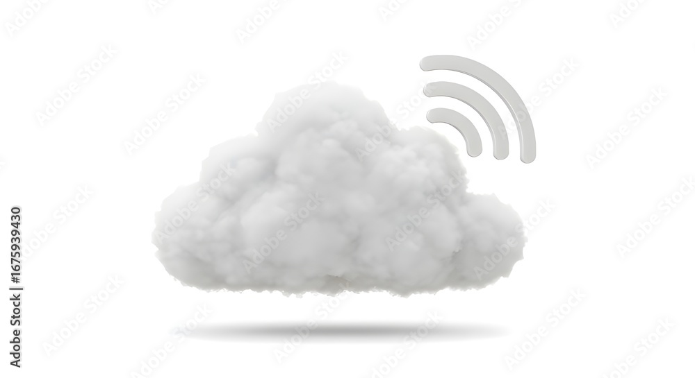 Aufkleber cloud icon with wireless signal | conceptual design for cloud computing, data storage, and connectiv