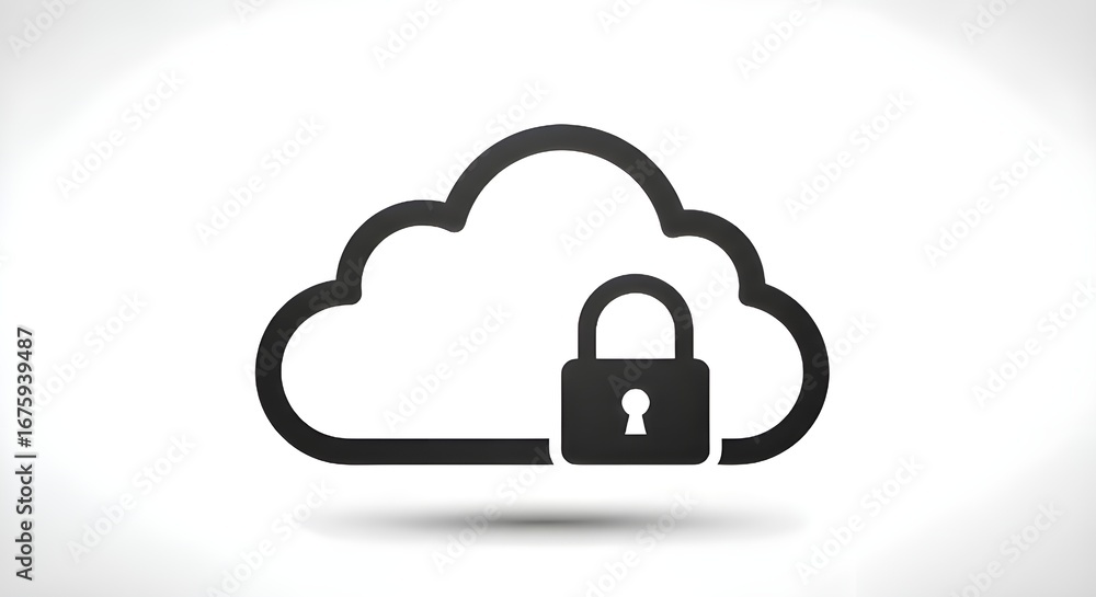 Aufkleber cloud security icon with padlock | secure data storage and protection for cybersecurity marketing an