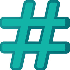 Obraz premium Vector art of a teal colored hashtag symbol isolated on a, representing social media and online trends