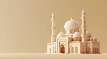 Beige mosque illustration design