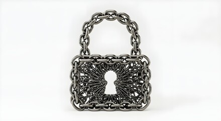 Security Lock Made of Chains | Conceptual Symbol of Restriction, Safety, and Cybersecurity