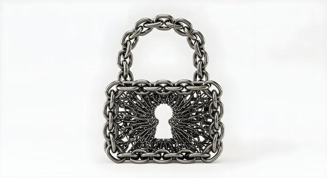 Security Lock Made of Chains | Conceptual Symbol of Restriction, Safety, and Cybersecurity