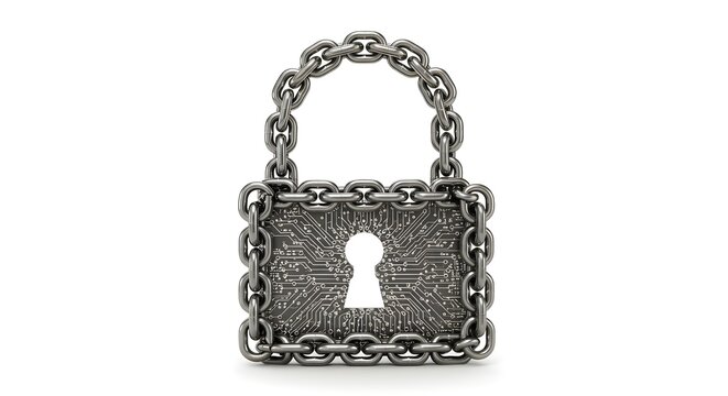 Padlock Made of Metal Chains | Security and Safety Concept for Data Protection, Finance, or Industry