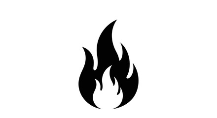 Black Flame Icon - Stylized Fire Symbol with Sharp Edges.