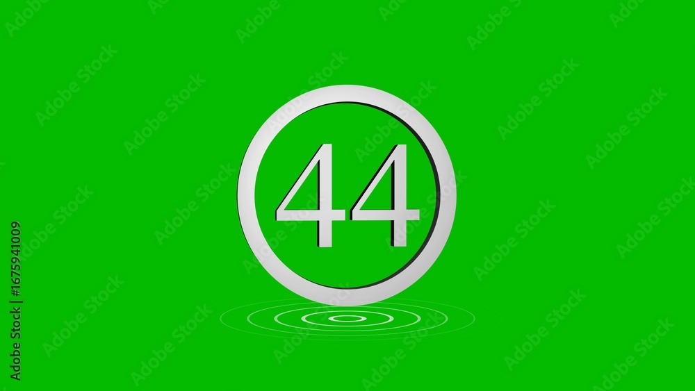 Aufkleber digital representation of number forty four centered within a white circle on green background