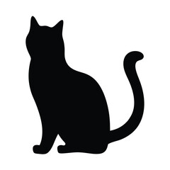 Black cat silhouette vector illustration domestic animal pet feline kitty mammal design element art image