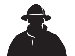 Brave firefighter solid black silhouette stock illustration art