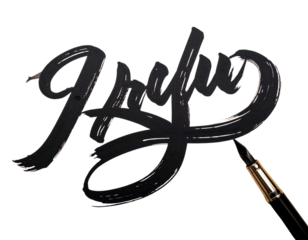 Modern Brush Lettering with Bold Strokes on Textured Cardstock PNG