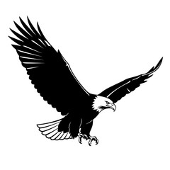 Powerful eagle soaring with outstretched wings, a symbol of freedom and strength, perfect for logos, branding, and patriotic designs with striking impact