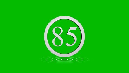 Obraz premium Number eighty five inside a silver circle against vibrant green background illustration