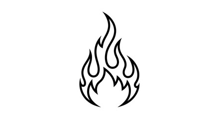 Black Outline Illustration of a Stylized Flame Design.