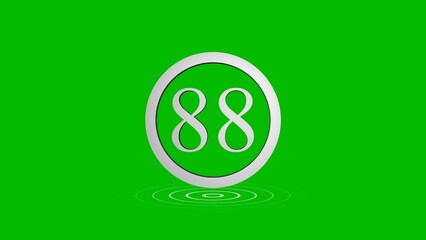 Simple graphic displaying the number eighty eight in a circle over a green background