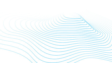 Blue abstract contour line topographic wave pattern design. Modern abstract flowing curve contour map background design.
