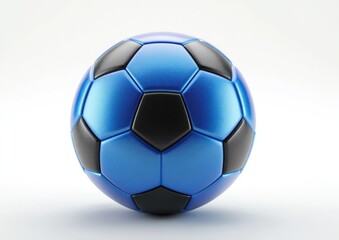 3D rendered blue and black soccer ball
