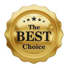 Golden seal of excellence featuring the best choice text and stars isolated on transparent background