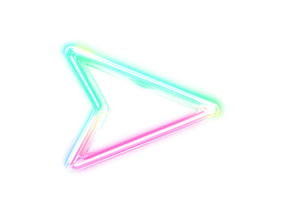 Glowing neon triangle with vibrant gradient colors on a transparent background
