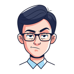 Expressing Disapproval: A captivating illustration of a person wearing glasses, conveying a potent sense of dissatisfaction and displeasure.